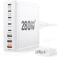 280W USB C Charger Block, 8-Port USB C Charging Station GaN III PD 65W Laptop Charger Adapter Compatible with MacBookPro/Air,DELL,iPad,Portable Charging Station for iPhone,Samsung Galaxy (White)