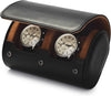 Oirlv Premium Leather Watch Roll Travel Case 2-Slot Watch Box for Men and Women Storage & Organizer Display, Anniversary Birthday（Black）
