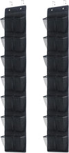 Over The Door Shoe Organizer, 14 Large Mesh Pockets Hanging Shoe Rack for Closet Organizers and Storage, 2-pack (black)