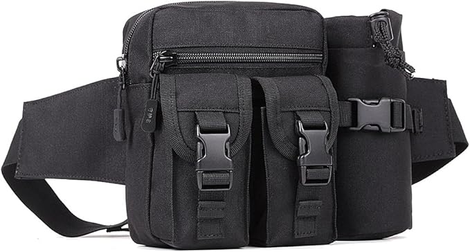 Tactical Waist Pack With Detachable Water Bottle Holder Pocket Fanny Pack & Outdoor Lumbar Bag for Hiking Travelling Climbing Cycling Camping Shopping Hunting Fishing