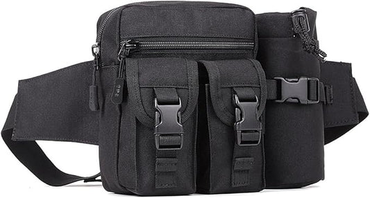Tactical Waist Pack With Detachable Water Bottle Holder Pocket Fanny Pack & Outdoor Lumbar Bag for Hiking Travelling Climbing Cycling Camping Shopping Hunting Fishing
