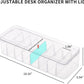 Yesesion Clear Plastic Cable Organizer Box with Adjustment Compartments, Desk Accessories Storage Case with Lid and 10 Wire Ties for Drawer, Office, Art Supply, Electronic Management