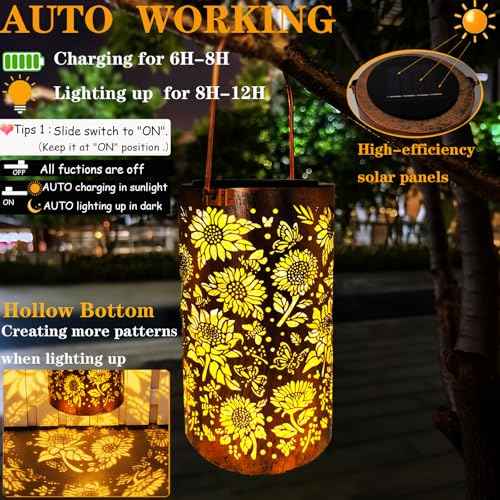 Solar Lanterns Outdoor Sunflower Bee Butterfly