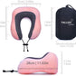 Travel Pillow, Best Memory Foam Neck Pillow Head Support Soft Pillow for Sleeping Rest, Airplane Car & Home Use (Pink)