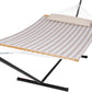 SUNCREAT Double Hammock with Stand Included, Outdoor Portable Hammock with Stand, Light Gray Stripes