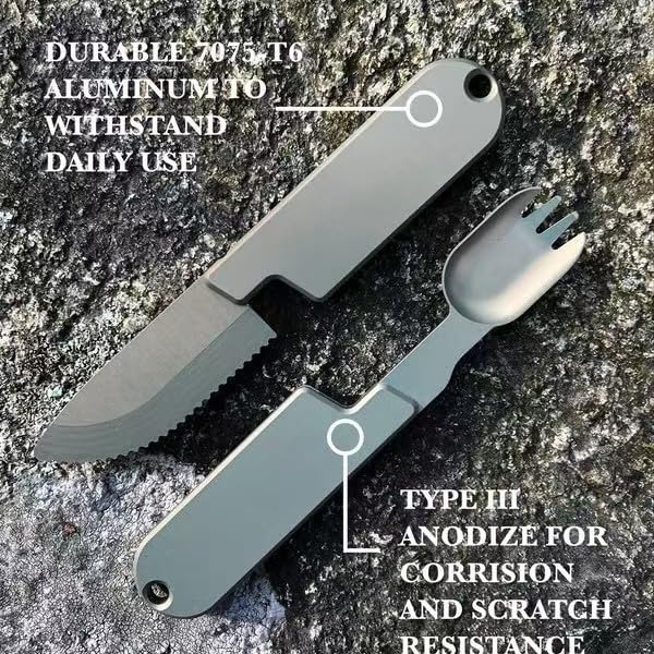2-in-1 Camping Utensil Set – Knife Fork Combo for Picnic, Portable Outdoor Travel Flatware (2 Count)