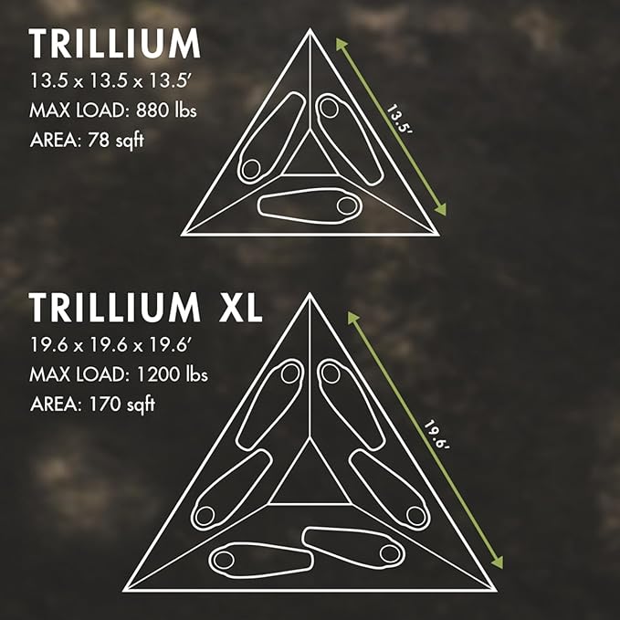 Tentsile Trillium Giant Hammock, The Original Tree Tent Company, 6 Adult Capacity, Anti-Roll, Central Hatch, Ratches and Straps Included, Designed in The UK (6 Person, Black Mesh)