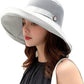 Women Wide Brim Sun Hats Metal Wired Edge Summer UV Protection Beach Fishing Hat for Hiking Garden Travel Chin Strap