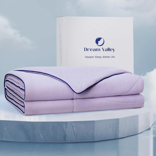 Dream Valley® Outlast® Deepsleep Cooling Comforter, Throw Size, NASA-Grade Space Technology Cooling Blanket for Hot Sleepers Night Sweats, Q-Max > 0.45 Aerocool™ Breathable, Lavender Fog, 60"x80"