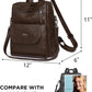 PU Leather Backpack Purse for Women Fashion Multipurpose Design Handbag Ladies Shoulder Bags Travel Backpack Coffee