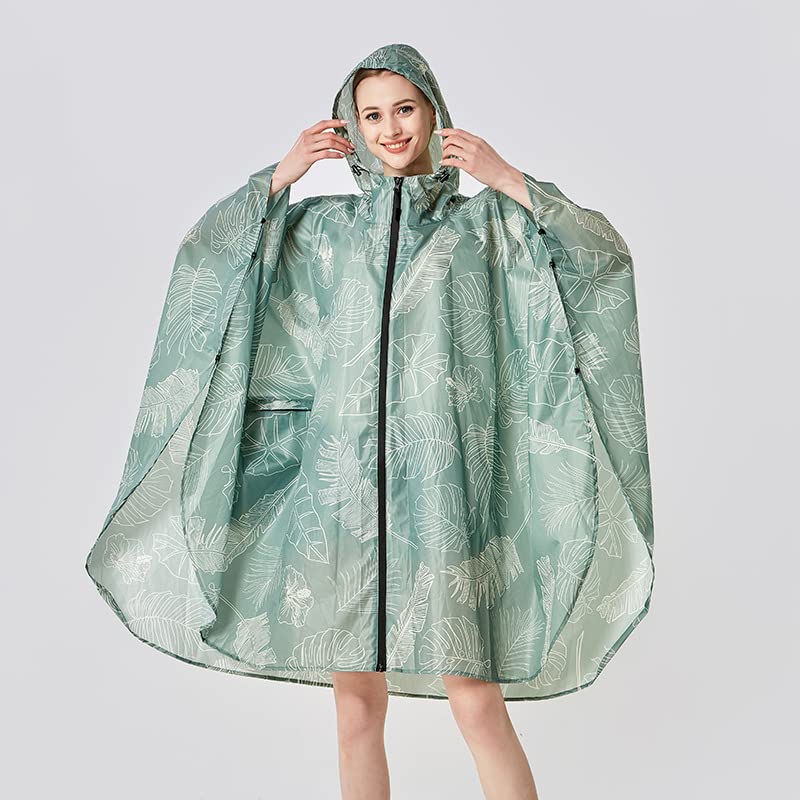 Waterproof Rain Poncho for Women Packable Hooded Raincoat with Pocket