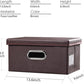 PRANDOM Collapsible Storage Box with Lid [1-Pack] Leather Fabric Foldable Storage Bin Organizer Container Basket Cube with Cover for Home Bedroom Closet Office Nursery Brown (13.6x9.6x6.9)