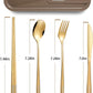 INKULEERTravel cutlery set, 18/8 stainless steel cutlery, Reusable utensils set with case, Portable Silverware Lunch Box for Camping and Office (Rose gold)