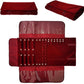 Velvet Travel Jewelry Case Roll Bag Organizer for Necklace Bracelet Earrings Ring (Black) (Burgundy)
