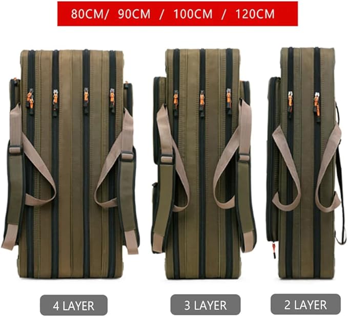 Suwequest Portable Waterproof Fishing Rod 2/3/4 Layer Thick Oxford Bag 90-120Cm Fishing Pole Tools Storage Box