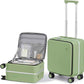 mixi 17x14x9 Carry On Luggage Underseat PC Hard Shell Suitcase Top Opening Aluminum Frame Travel Suitcases with Wheels, Avocado Green