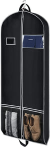 Zilink Long Dress Garment Bags for Travel 60" Dress Suit Cover for Storage with 2 Large Mesh Pockets and a PVC Card Holder, Black