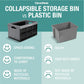 CleverMade Collapsible Storage Bins - Stone 3 Pack 46L - Stackable Containers Heavy Duty Capacity Folding Crates - Space-Saving for Home
