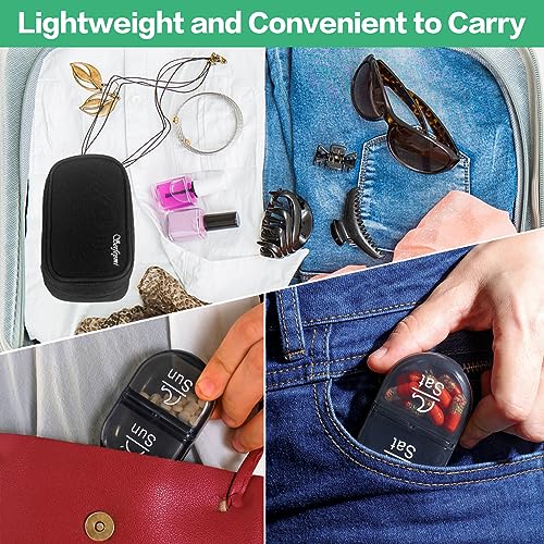 Weekly Travel Pill Organizer 2 Times a Day AM PM Black Pill Box