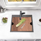 21 Inch Drop In Bar Sink- Bokaiya 21x20 Black Stainless Steel Drop In Wet Bar Outdoor RV Sink Topmount 16 Gauge Single Bowl Kitchen Sinks with Cutting Board