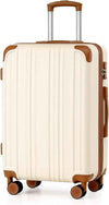 Coolife Luggage, Suitcase with Durable and Lightweight, Checked Luggage with ABS Hardshell, Dual Spinner Wheels, TSA Lock, and YKK Zipper (apricot white, M(24in))