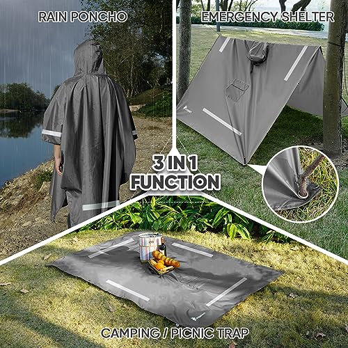 Hooded Rain Poncho for Adults