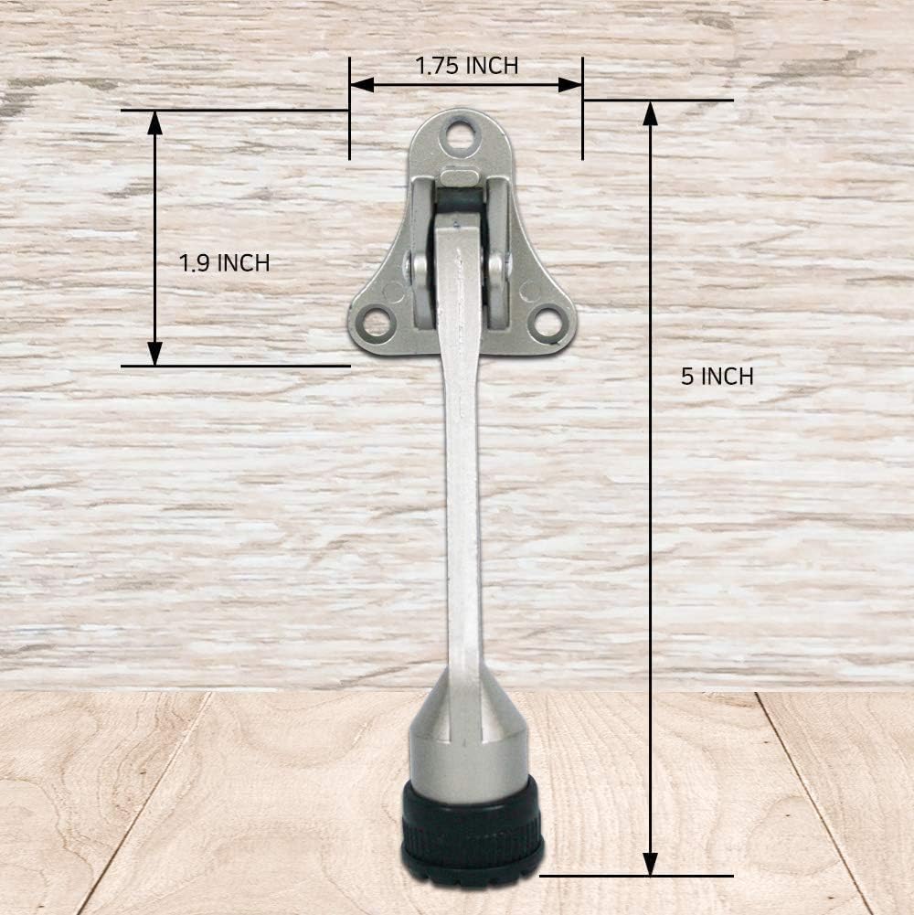 Door Stopper, Kick Down Door Stops for Heavy Doors, with Rubber Tip and Spring Lever, Adjustable, Easy to Set Down and Release, 4-Inch, for Wide Doors (4inch x 2pack, Dark Grey)