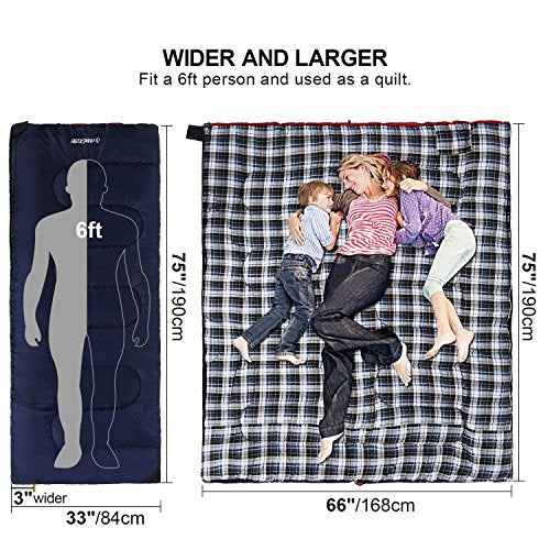 Cotton Flannel Sleeping Bag for Camping (2 Count)