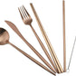 Gugrida Reusable Travel Utensils, 7 Piece Portable 304 Stainless Steel including Knife Fork Spoon Chopsticks Cleaning Brush Straws Portable Pouch, Eco-friendly Camping Silverware Set, Dishwasher Safe