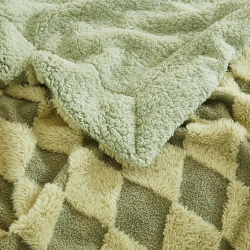 Luxury Faux Fur Rabbit Fur Throw Blanket Sage Green 60"*80"