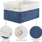 TheWarmHome Storage Basket for Organizing - Medium 3 Pack 14x10x7 inch Fabric Storage Cubes for Shelves with Rope, Collapsible Storage Bin for Organizer Closet Cloth Gift Toy (White & Jean Blue)