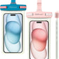 wellhouse Waterproof Phone Pouch, Waterproof Phone Case for iPhone 16 15 14 13 12 Pro Max XS Samsung, IPX8 3D Cellphone Dry Bag Beach Essentials (2 Pack - Luminous Blue & Pink7.0, 7 inch)