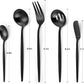 Matte Black Serving Silverware Set, 5-Piece Round Shared Utensils Set of Stainless Steel, Hostess Flatware Serving Set, Satin Finish, Dishwasher Safe