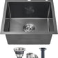 POPFLY 18×18 Inch Drop In Bar Prep Sink, 304 Stainless Steel Top mount Handmade Single Bowl Sink 9 Inche Deep Small Kitchen Sink with 2 Hole, Black
