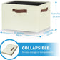 GhvyenntteS Large Fabric Storage Bins with 3 Handles, 15x11x9.6 Inch Storage Baskets for Shelves, Foldable Closet Storage Bins for Shelves, Closet Organizers and Storage Boxes, Beige