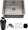 KRAUS Standart PRO™ 23-inch 16 Gauge Undermount Single Bowl Stainless Steel Kitchen Sink with WasteGuard™ Continuous Feed Garbage Disposal, KHU101-23-100-75MB