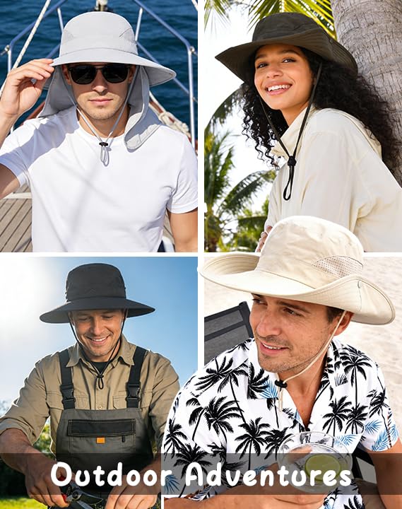 UPF 50+ Wide Brim Sun Hat with Neck Flap (2 Count)
