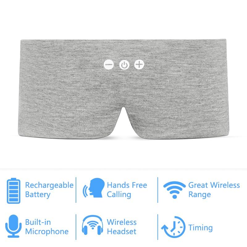 Sleep Headphone Mask Bluetooth 5.2 HD Stereo Noise Reduction 3D Eye Mask for Sleeping Eye Contour Built