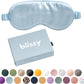 Blissy Silk Sleep Mask - Silk Eye Sleeping Mask for Women & Men for Total Blackout - 100% Pure Mulberry Silk, 22 Momme 6a Fibers - Blindfold Silk Sleep Mask Side Sleeper Eye Cover (Sky Blue)