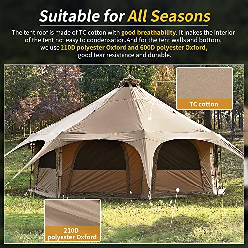 TOMOUNT Canvas Bell Tent with Stove Jack