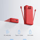 20000mAh Ultra-Portable-Charger-Power-Bank with Built in Cables&AC Wall Plug,PD20W USB-C Fast Charging Cell Phone Charger Battery Pack,LED Display Travel Battery Bank for All iPhone,Samsung,Android