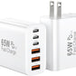 USB C Fast Charging Block, 65W USBC Multi Port Charger Blocks 6-Ports PD & QC Charging Cube Brick Power Adapter Type C Wall Chargers for iPhone 16/15/14/13/12/Pro Max, iPad Pro/Air, Samsung Galaxy S25