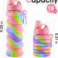 Collapsible Water Bottles for Travel, Foldable Sports Water Bottle for Kids, Reusable Water-proof Silicone Water Bottles with mountaineering Buckle for Camping Hiking Holiday
