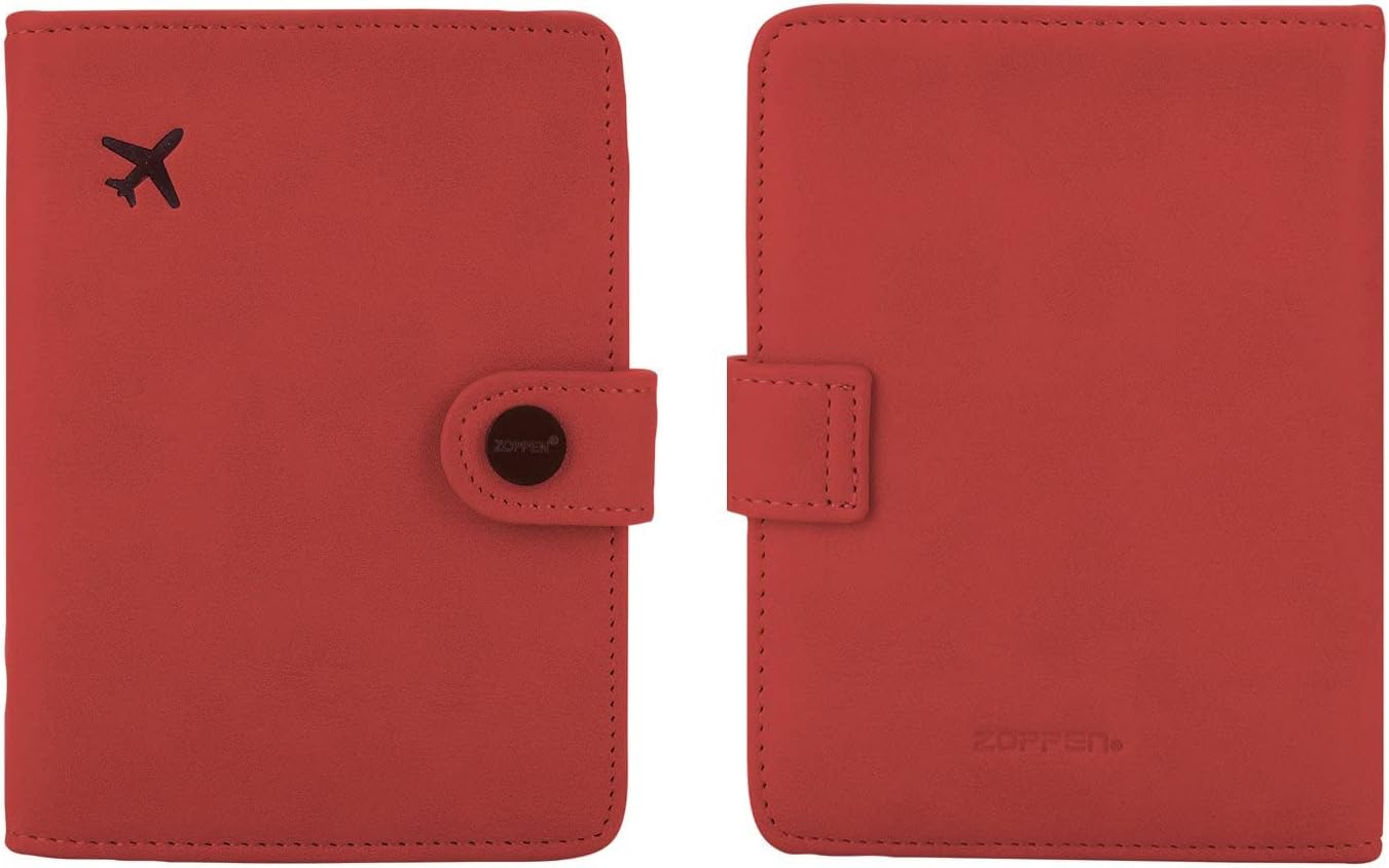 ZOPPEN Passport Holder Women, Passport Cover Travel Wallet Rfid Blocking Passport Wallet Cover Case Travel Essentials Document Organizer, Scarlet Red