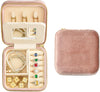 TAIMY Travel Jewelry Case,Small Plush Velvet Travel Jewelry organizer,Portable Mini Travel Jewelry Boxes for Rings Earrings Necklaces Bracelets(Blush Peach,with Mirror)