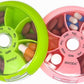 INVODA Weekly Pill Organizer 7 Compartment Rotating Pill Box for Daily Medication & Vitamins - Portable Travel Pill Case Fish Oil Supplements Vitamins Organizer (Pink+Green)