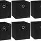 SIMPLE HOUSEWARE 11-Inch Collapsible Fabric Cube Storage Bin with Handles, Printed Design, 6 Pack, Black