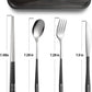 Travel cutlery set, 18/8 stainless steel cutlery, Reusable utensils set with case, Portable Silverware Lunch Box for Camping and Office