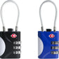 TSA Approved Luggage Locks - Small Combo Travel Padlock with Cable, TSA 007 Suitcase & Backpack Security, Durable & Easy to Use (Black+Blue)