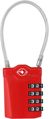 ZHEGE TSA Cable Luggage Lock, 4 Digit Zipper Lock with Open Alert Indicator, Easy to Read White Number Lock for School Gym Locker, Backpack, Suitcase, Laptop Bag (1 Pack, Red)